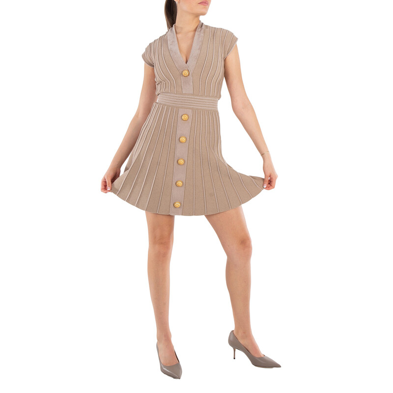 Balmain V-Neck Ribbed Mini Dress, Brand Size 34 (US Size 2) DF0R7086KH64-BEIGE - Clothing - Jomashop Balmain V-Neck Ribbed Mini Dress, Brand Size 34 (US Size 2) DF0R7086KH64-BEIGE - Clothing - Jomashop