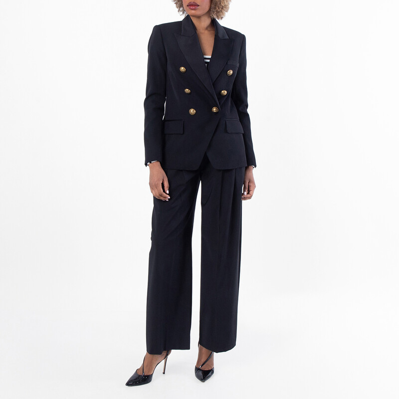 BALMAIN バルマン ダブルジャケット ブラック 46サイズ BALMAIN - 【ラスト1点】 Black fleece blazer with double-breasted