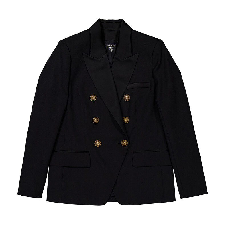BALMAIN バルマン ダブルジャケット ブラック 46サイズ Grain de poudre 6-buttons fitted jacket black black - Women | BALMAIN