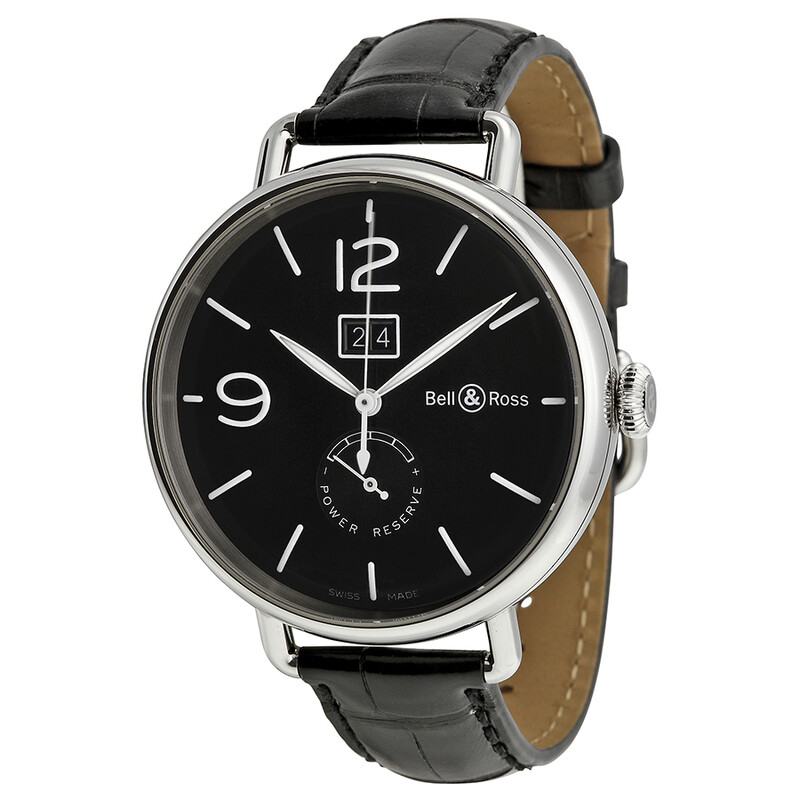 Bell And Ross Vintage Automatic Black Dial Black Leather Men's