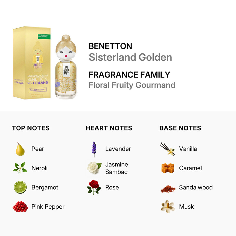 Benetton Ladies Sisterland Golden Vanilla EDP Spray 2.7 oz
