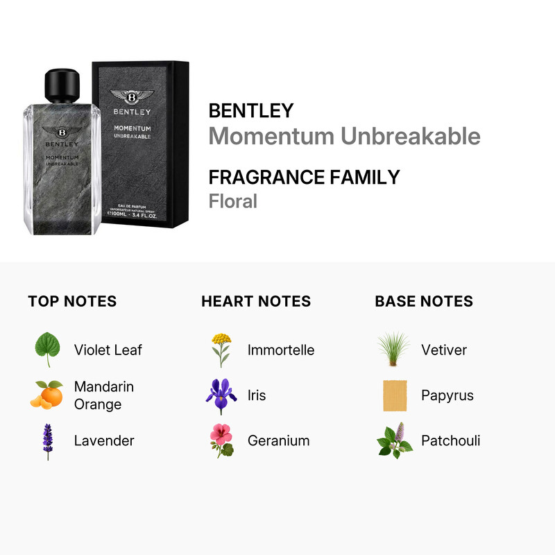 Bentley Men's Momentum Unbreakable EDP Spray 3.4 oz Fragrances
