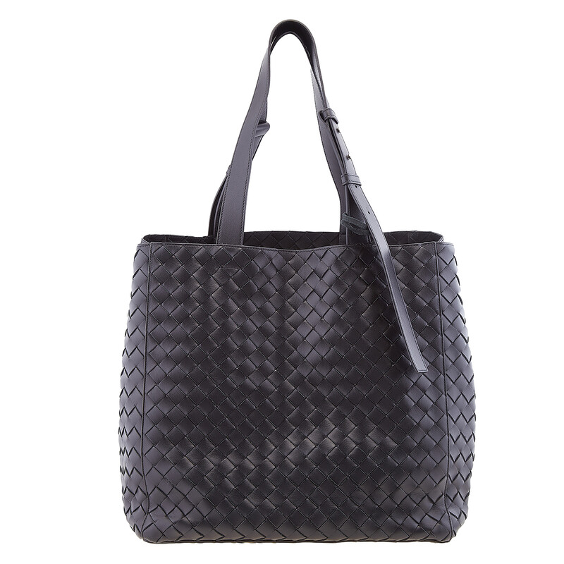 Bottega Veneta Black Intrecciato Leather Cube Tote Bag
