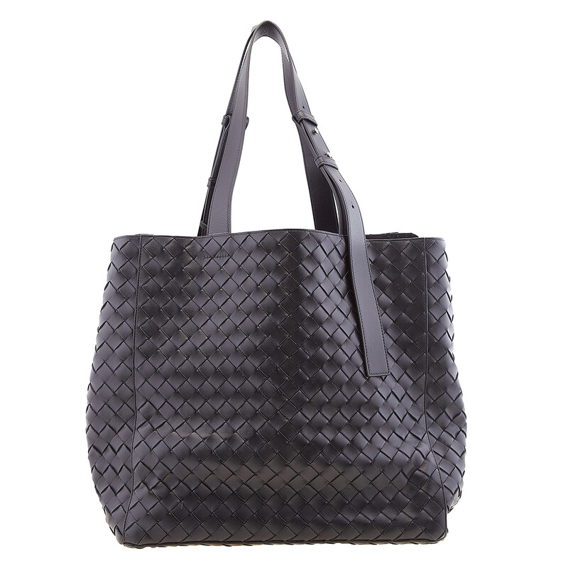 Bottega Veneta Black Intrecciato Leather Cube Tote Bag