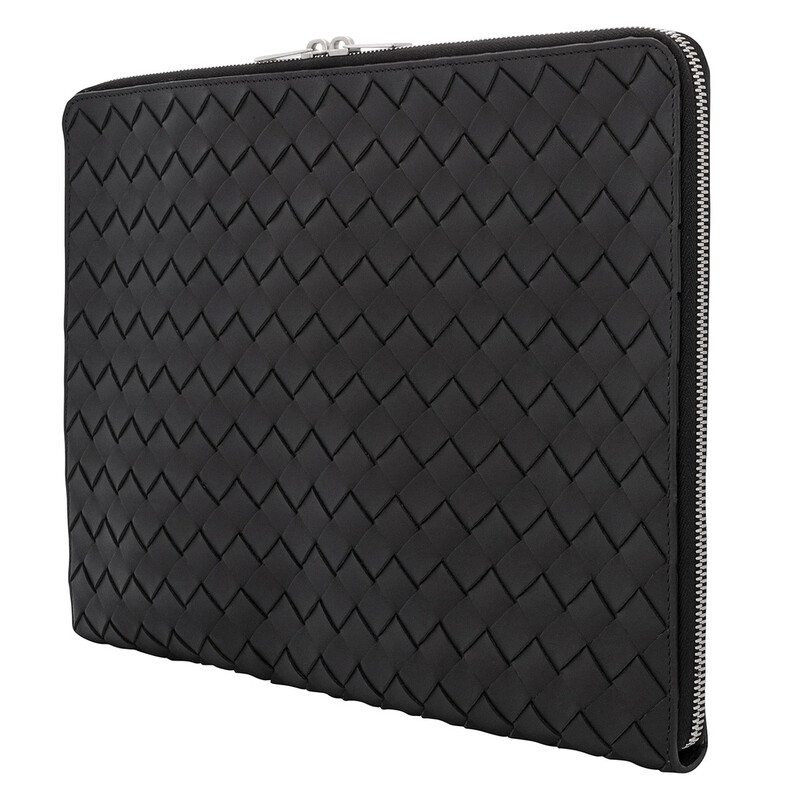 Bottega Veneta Black Intrecciato Leather Macbook Case
