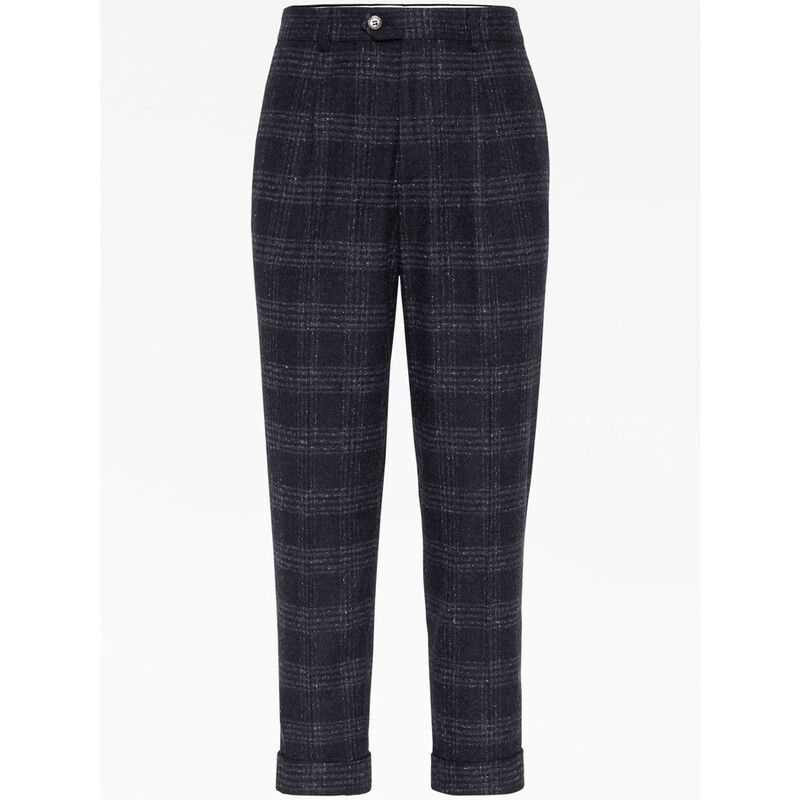 BRUNELLO CUCINELLI パンツ Brunello Cucinelli Anthracite Plaid Tailored Trousers, Brand Size