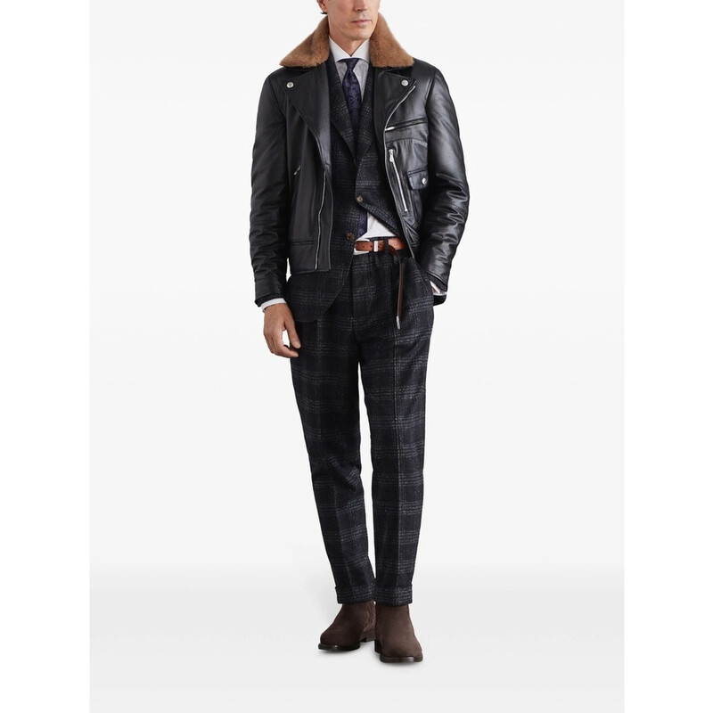 Brunello Cucinelli Anthracite Plaid Tailored Trousers, Brand Size