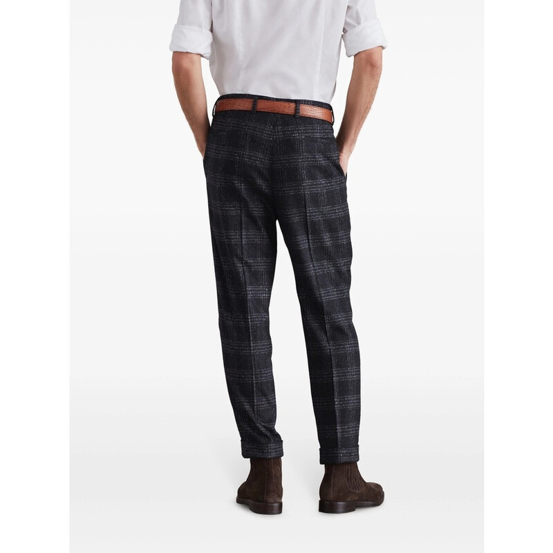 Brunello Cucinelli Anthracite Plaid Tailored Trousers, Brand Size