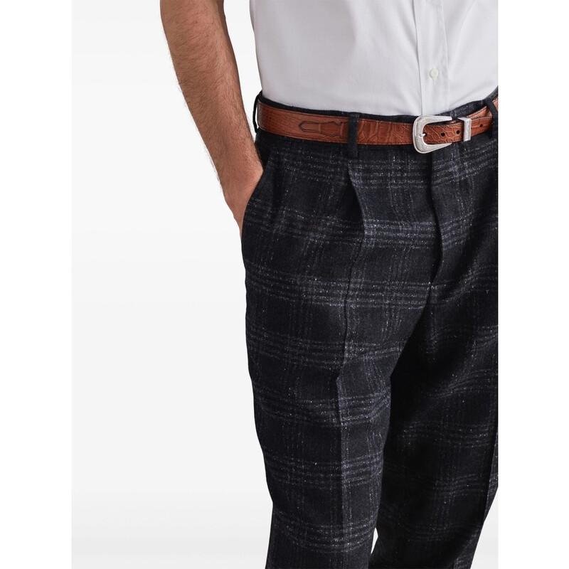 Brunello Cucinelli Anthracite Plaid Tailored Trousers, Brand Size