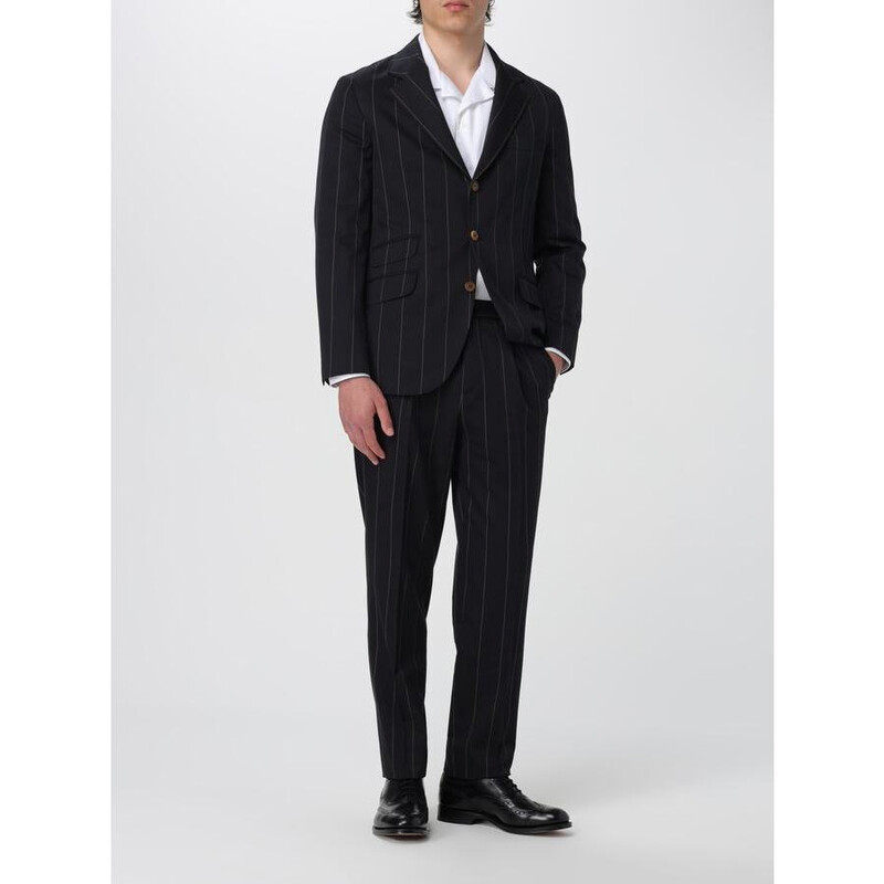 Brunello Cucinelli Black Wool Pinstripe Trousers, Brand Size 50