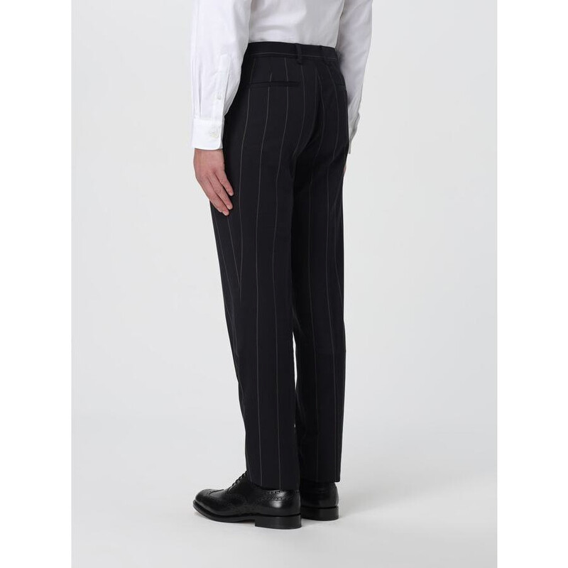 Brunello Cucinelli Black Wool Pinstripe Trousers, Brand Size 50