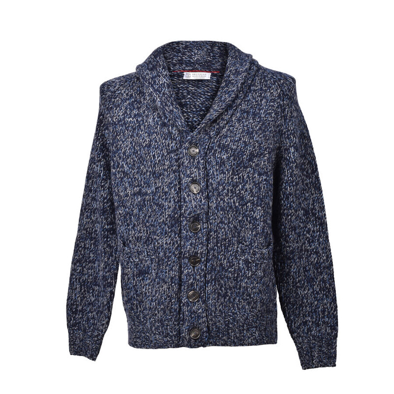 Brunello Cucinelli Blue Cashmere Blend Knit Cardigan, Brand Size