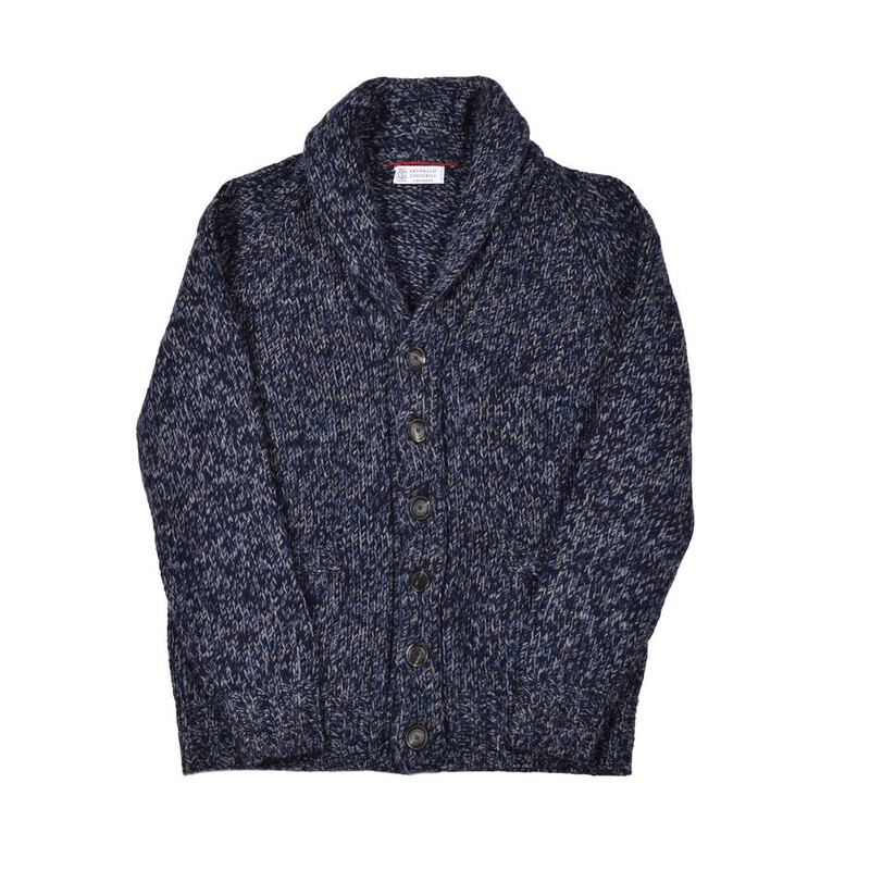 Brunello Cucinelli Blue Cashmere Blend Knit Cardigan, Brand Size
