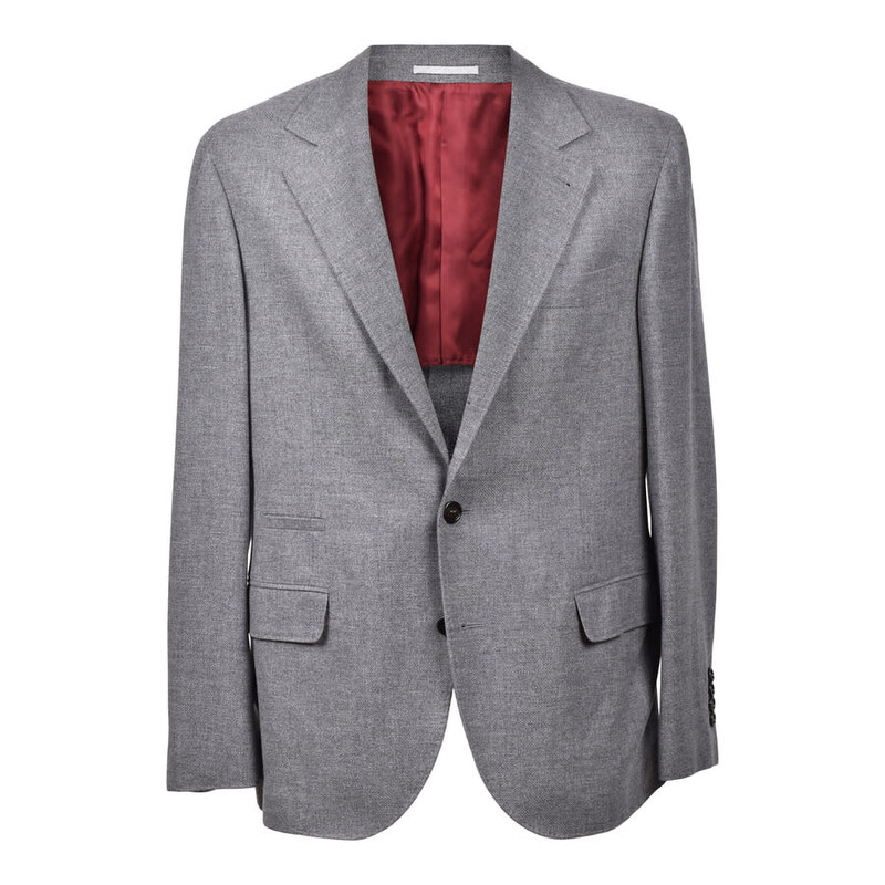 Brunello Cucinelli Grey Cashmere Three-Button Blazer, Brand Size