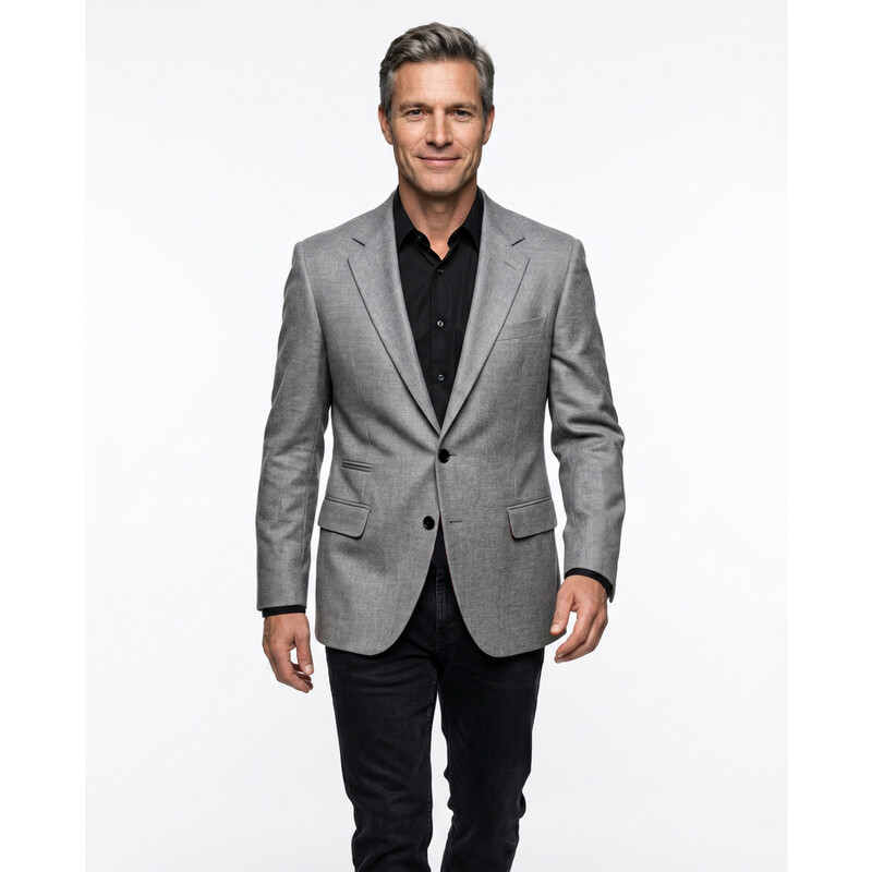 Brunello Cucinelli Grey Cashmere Three-Button Blazer, Brand Size