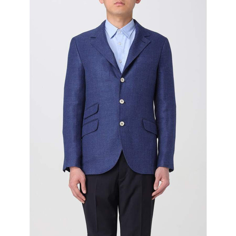 Brunello Cucinelli Indigo Linen Wool Blend Blazer, Brand Size 50