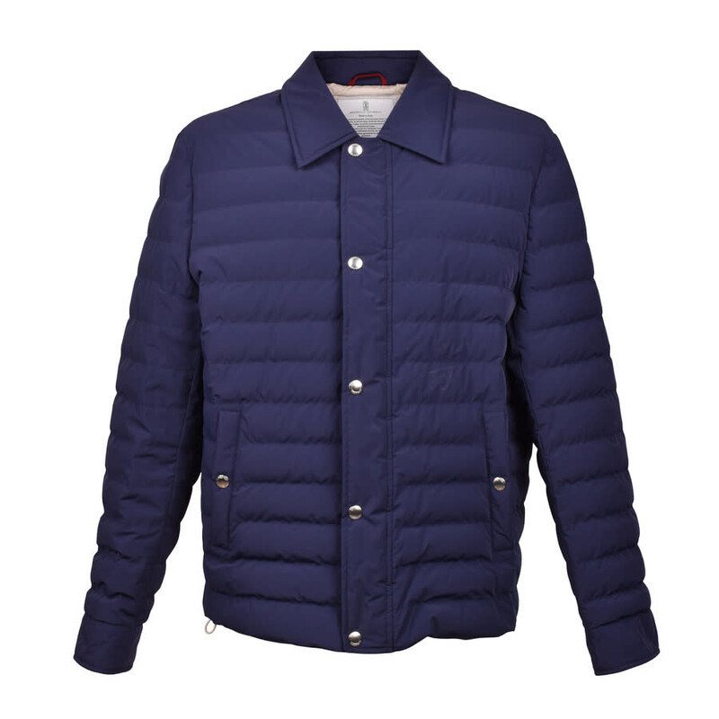 Brunello Cucinelli Indigo Quilted Down Puffer Jacket, Size X-Large