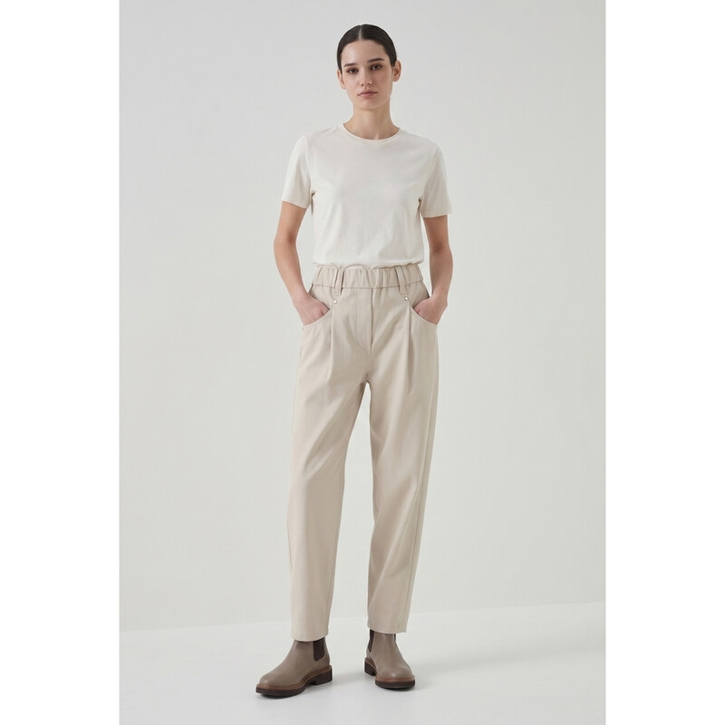 BRUNELLO CUCINELLI チノパン ベージュ 48 Brunello Cucinelli Women'S Light Beige Relaxed Trousers, Size 8