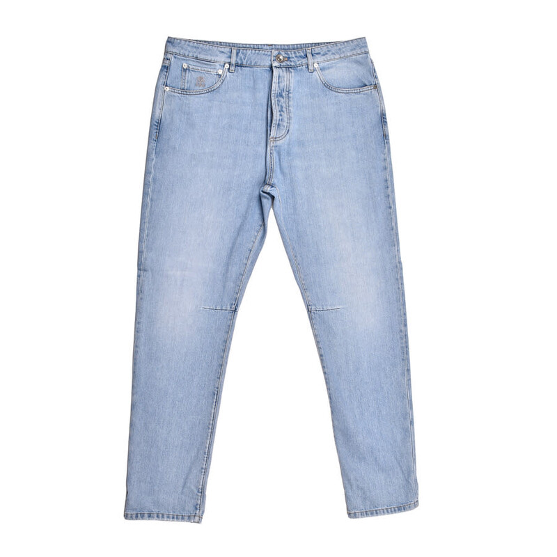 Brunello Cucinelli Light Denim Five-Pocket Jeans, Brand Size 54