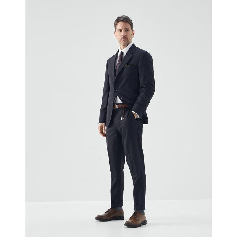 Brunello Cucinelli Men's Anthracite Wool Silk Blazer, Size 58