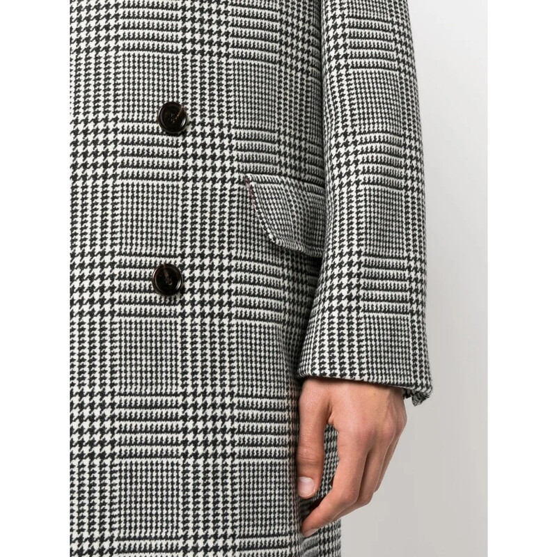 Brunello Cucinelli Men's Black White Wool Coat, Size 52