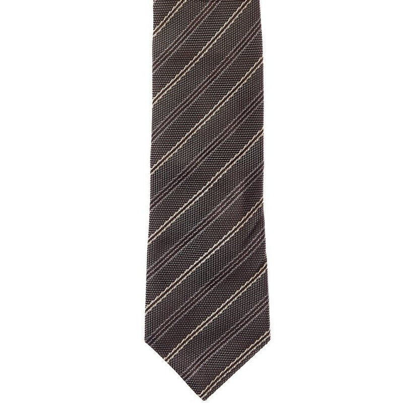 Brunello Cucinelli Men's Brown Striped Silk Tie MV8850018_CJ006