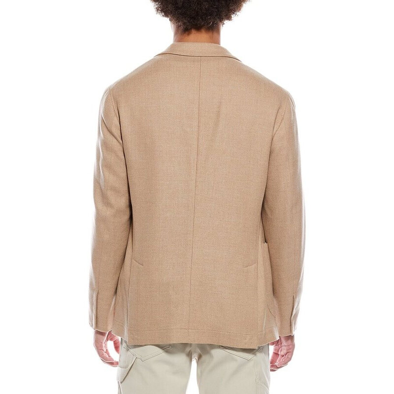 Brunello Cucinelli Men'S Camel Wool Silk Blazer, Size 48