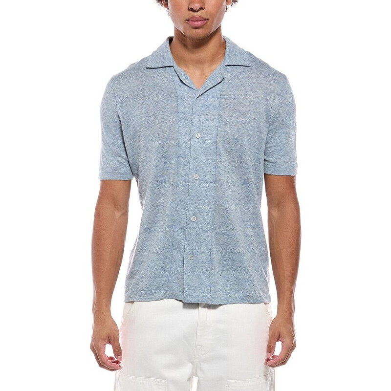 Brunello Cucinelli Men's Celeste Linen Cotton Sweater, Size 46