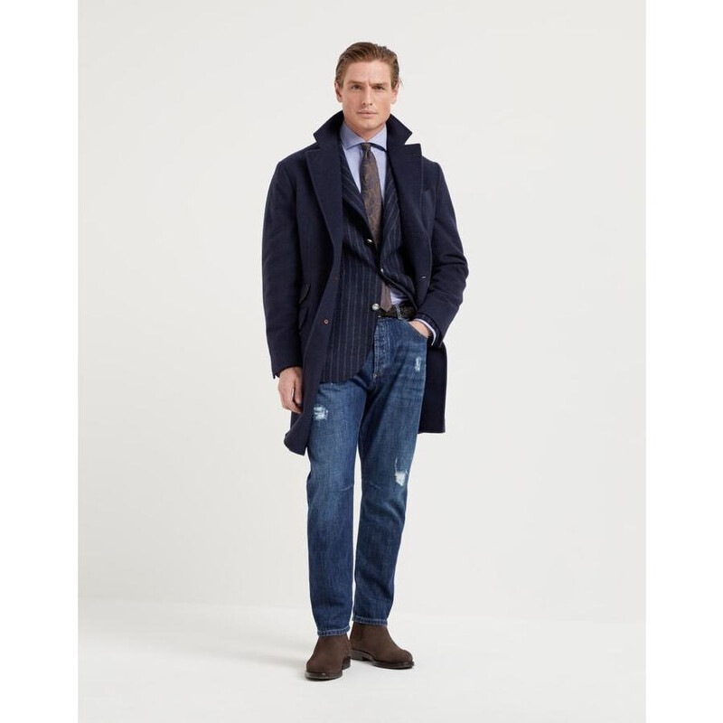 Brunello Cucinelli Men'S Cobalt Blue Wool Single Breasted Jacket