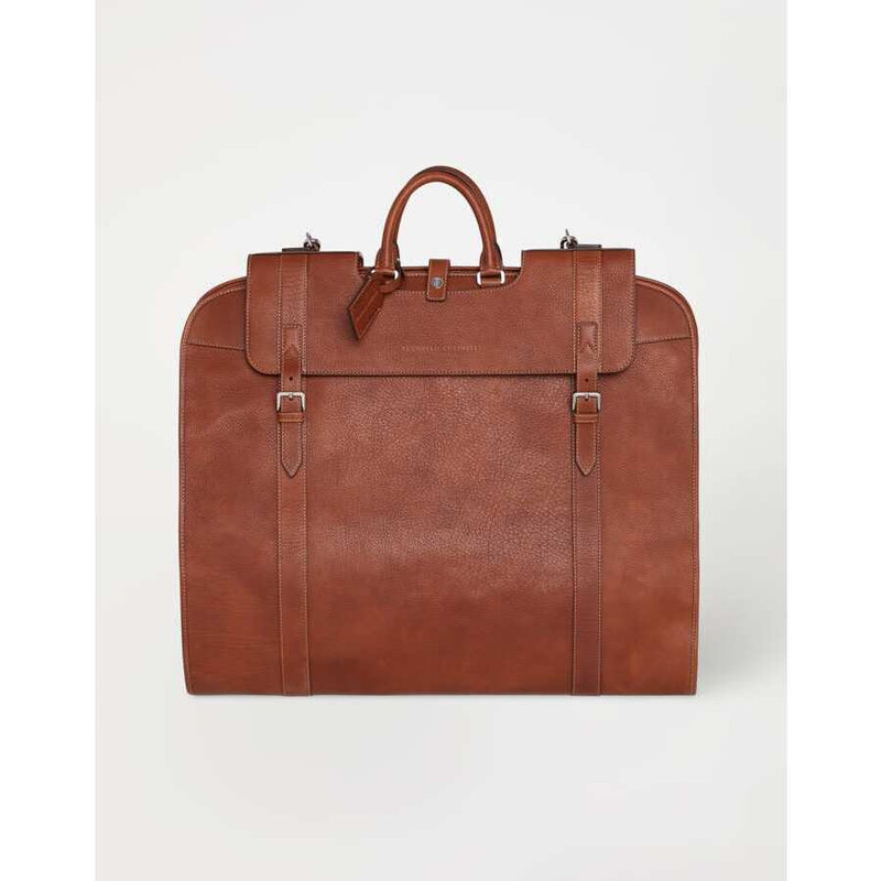 Brunello Cucinelli Men's Copper Leather Briefcase Bag