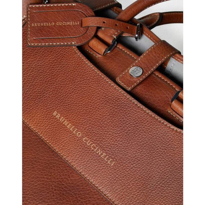 Brunello Cucinelli Men's Copper Leather Briefcase Bag