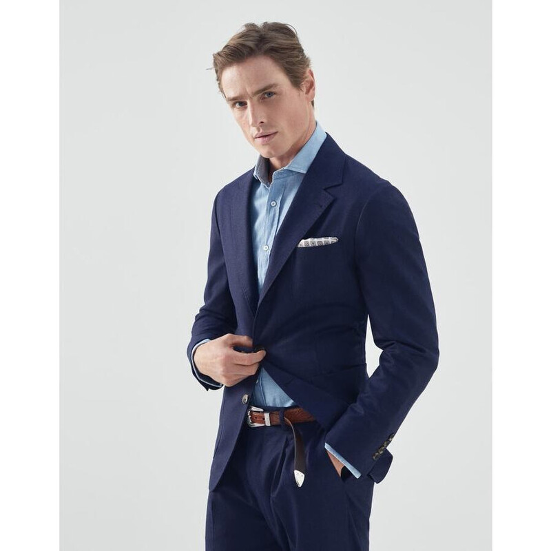 Brunello Cucinelli Men'S Dark Blue Wool Tailored Jacket, Size 40
