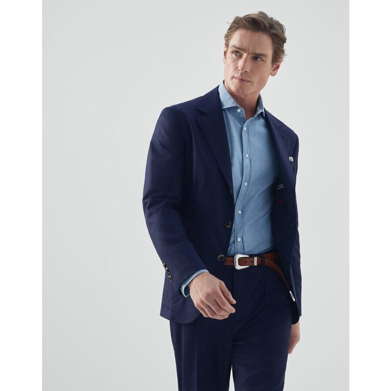 Brunello Cucinelli Men'S Dark Blue Wool Tailored Jacket, Size 40