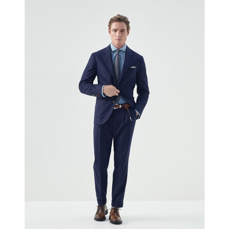 Brunello Cucinelli Men'S Dark Blue Wool Tailored Jacket, Size 40