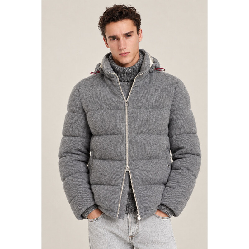 Brunello Cucinelli Men's Dark Grey Wool Jacket, Size 56