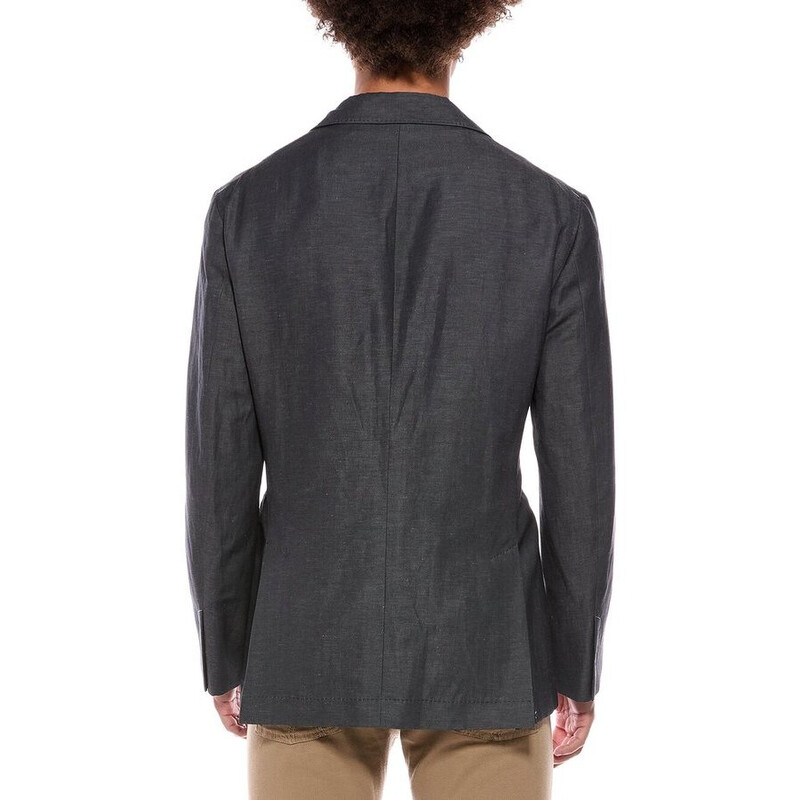 Brunello Cucinelli Men's Grey Wool Linen Blazer, Size 52