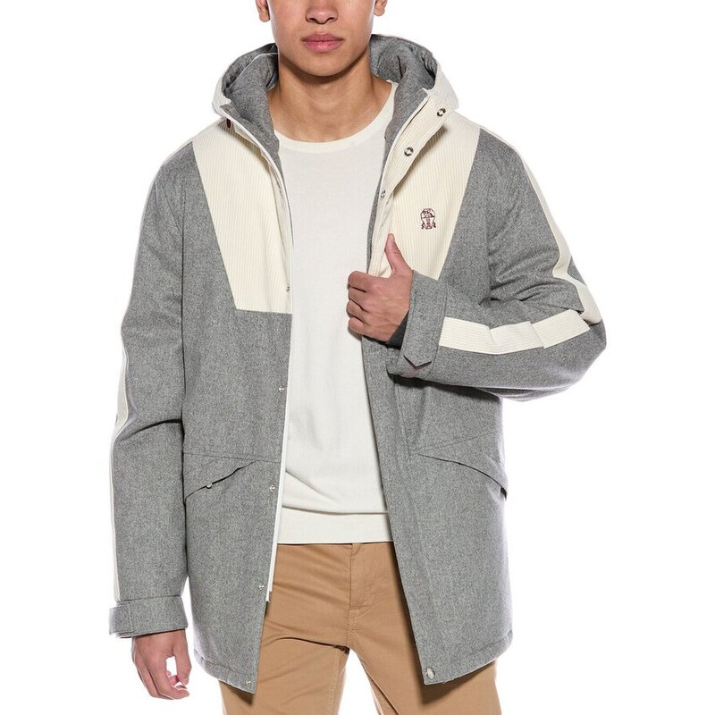 美品⭐︎BRUNELLO CUCINELLI⭐︎アウター Brunello Cucinelli Men's Light Grey Hooded Jacket, Size M