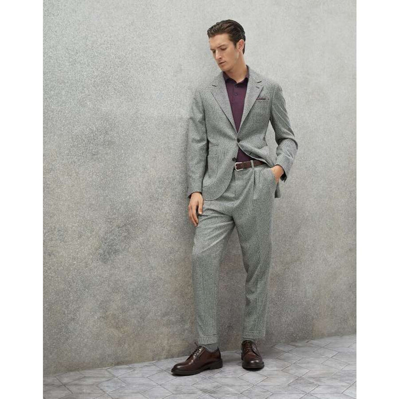 Brunello Cucinelli Men'S Light Grey Wool Pleated Trousers, Size 36