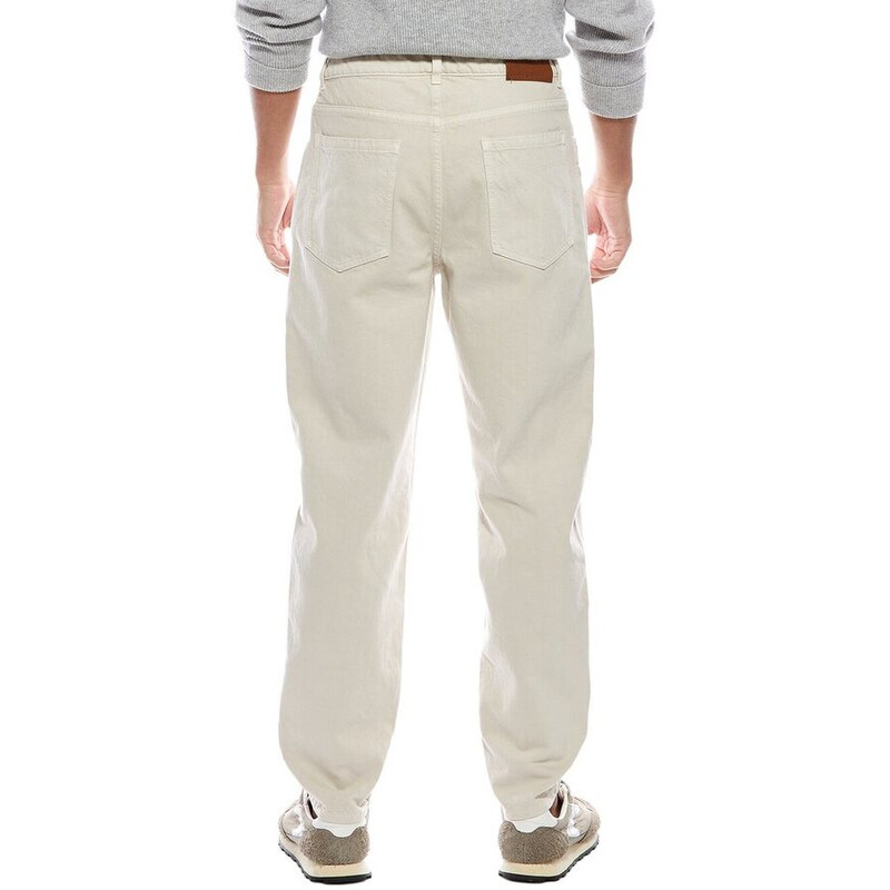Brunello Cucinelli Men's Linseed Cotton Straight Trousers, Size 54