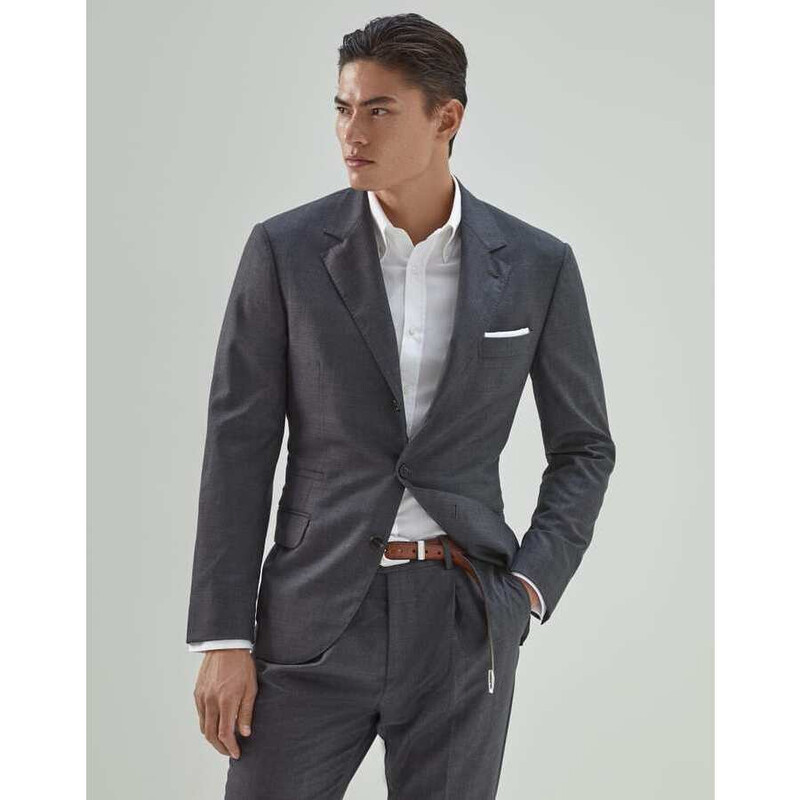 Brunello Cucinelli Men's Medium Grey Wool Blazer, Size 52