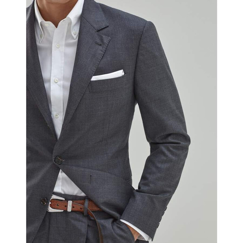 Brunello Cucinelli Men's Medium Grey Wool Blazer, Size 52