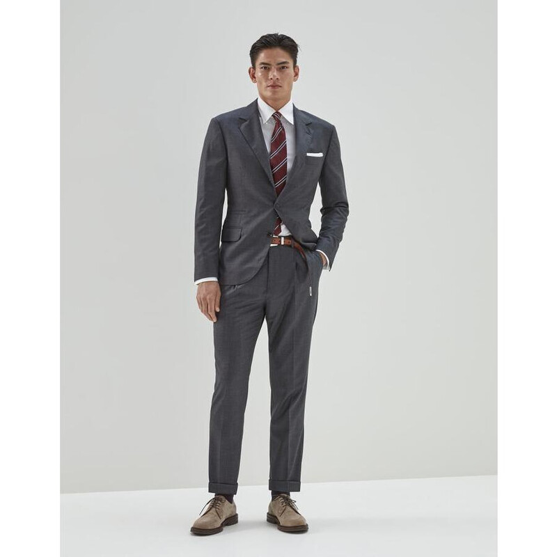 Brunello Cucinelli Men's Medium Grey Wool Blazer, Size 52
