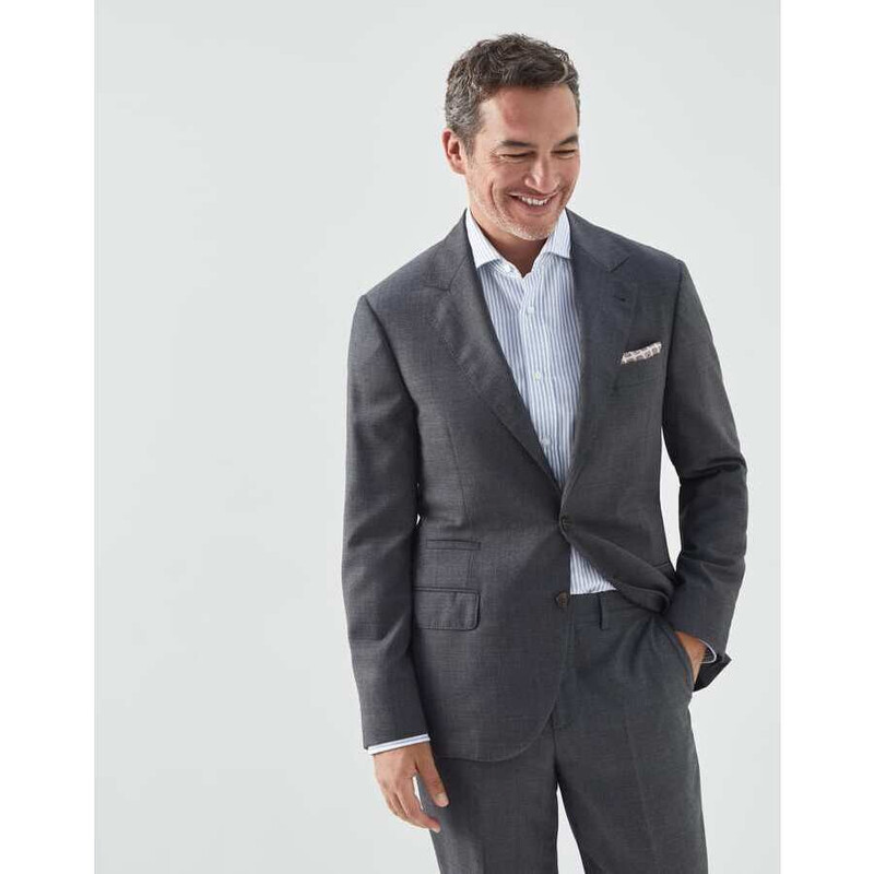 Brunello Cucinelli Men's Medium Grey Wool Blazer, Size 46