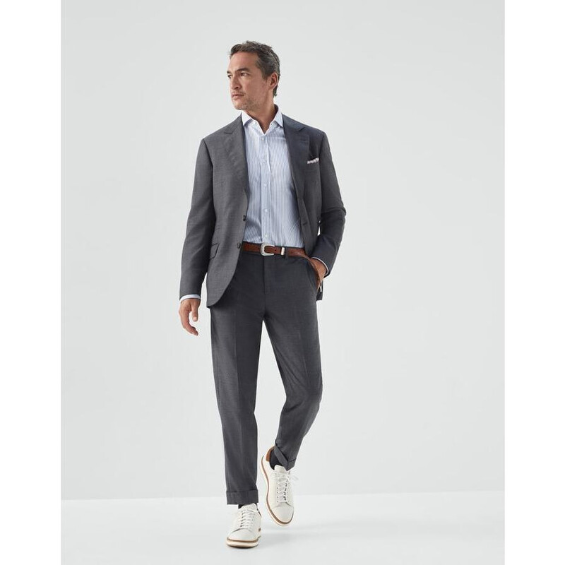 Brunello Cucinelli Men's Medium Grey Wool Blazer, Size 46