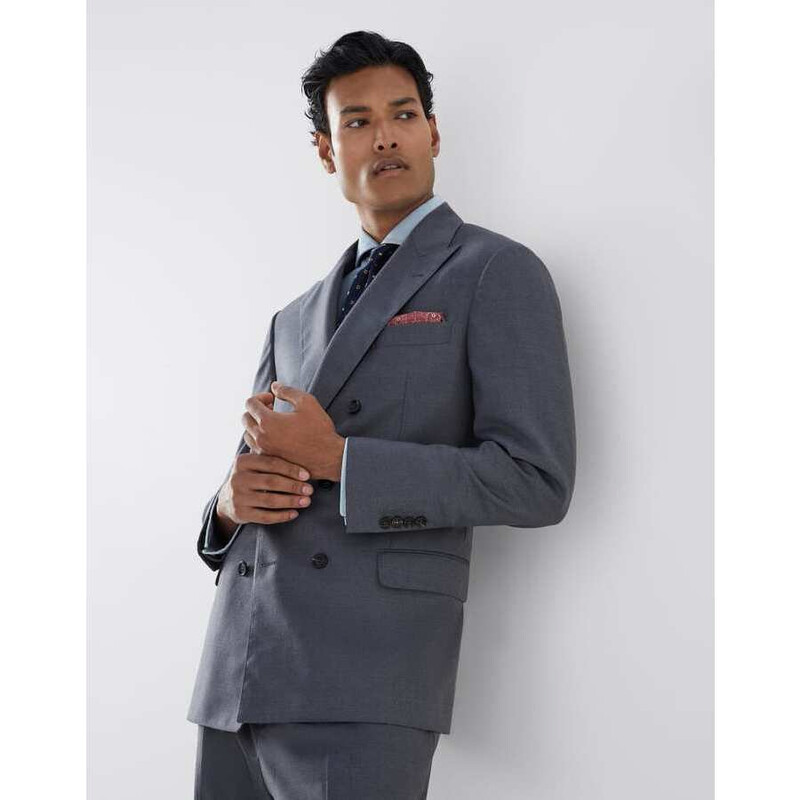 Brunello Cucinelli Men'S Medium Grey Wool Double Breasted Blazer