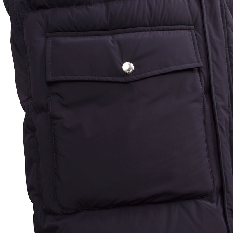 Brunello Cucinelli Men's Navy Medium Gray Puffer Jacket, Size L