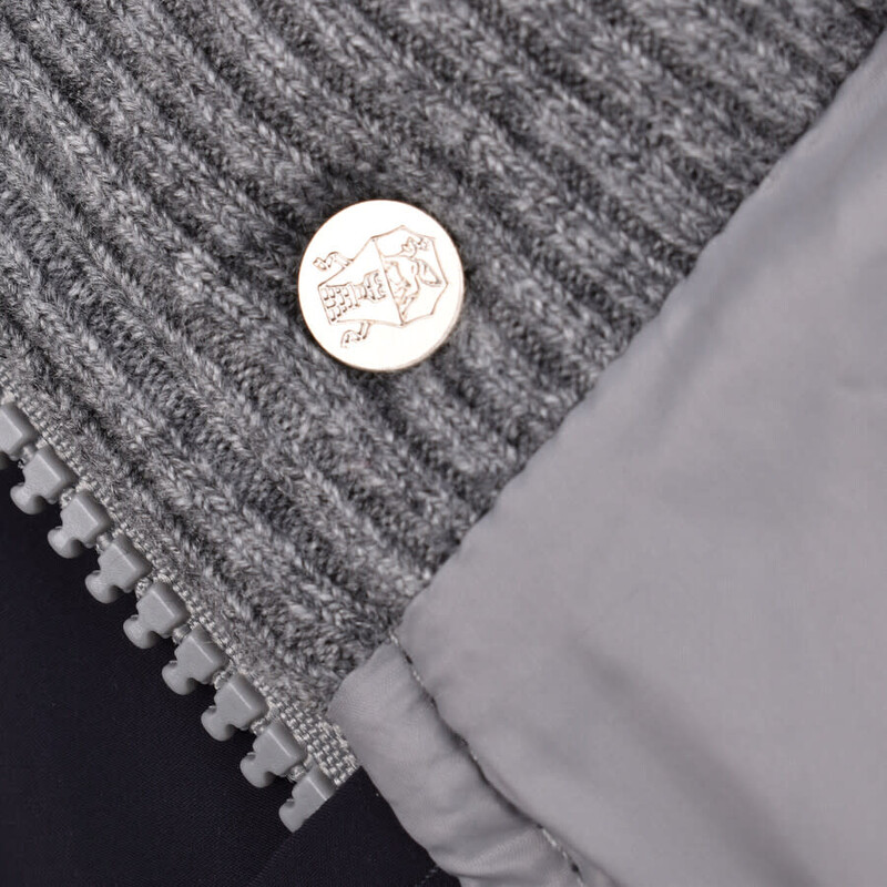 Brunello Cucinelli Men's Navy Medium Gray Puffer Jacket, Size L