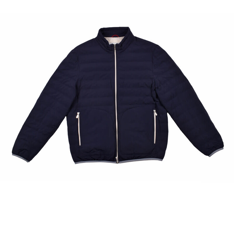 【値下げ】Brunello Cucinelli 中綿ジャケット ネイビー Brunello Cucinelli Men's Navy Quilted Zip Jacket, Size S
