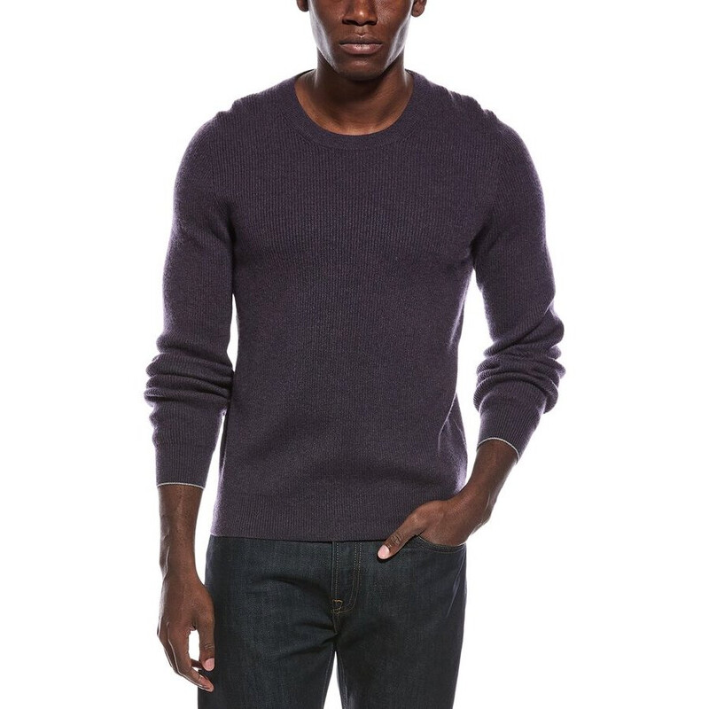 Brunello Cucinelli Men'S Purple Wool Crewneck Sweater, Size 44