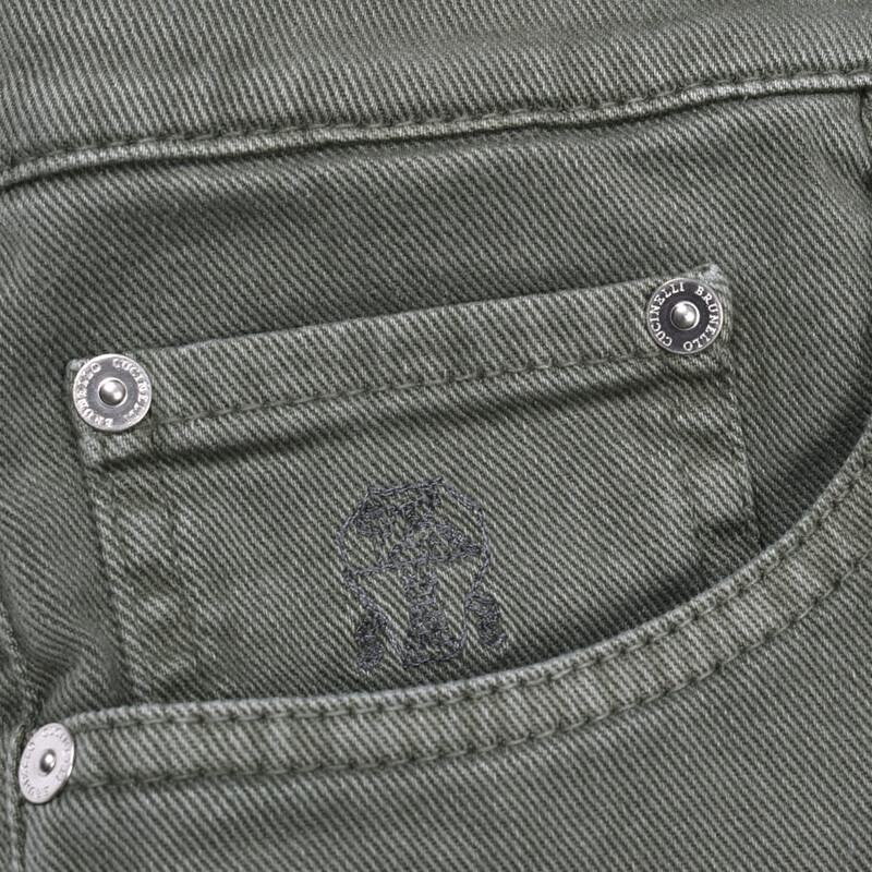 Brunello Cucinelli Men'S Sage Cotton Traditional Trousers, Size 50